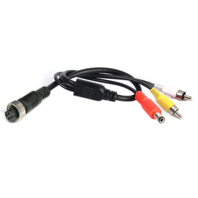 FSATECH CA30405 M12-4Pin Aviation female to double RCA male and DC male cable
